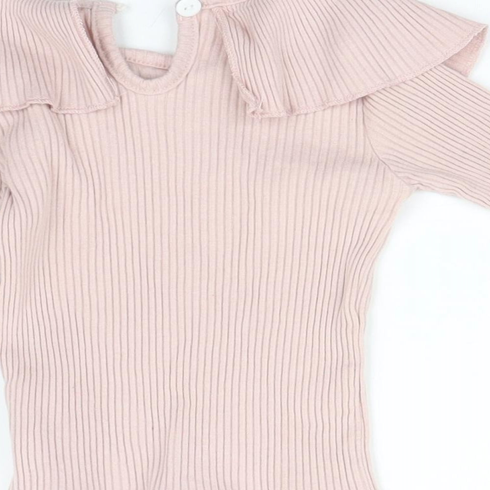 Preworn Girls Pink Striped Basic T-Shirt