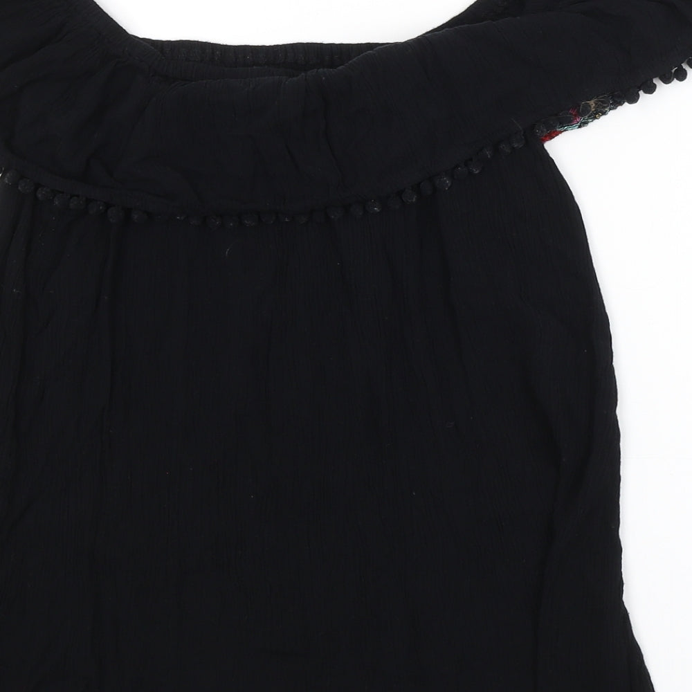 Womens UK Size 10 F&F Black Basic Blouse