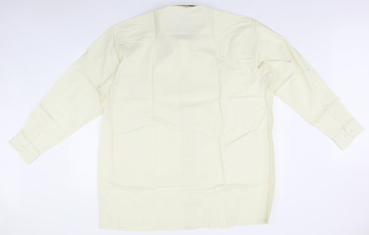 Mens UK Size 18 Chums Ivory Button-Up Long Sleeve Casual Shirt