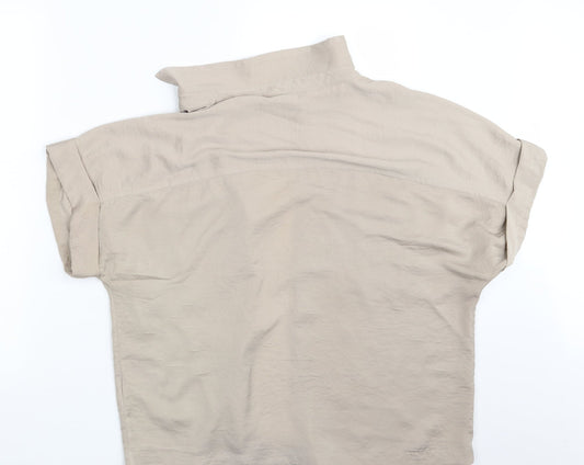 M&S Womens Beige Basic Button-Up Size 12