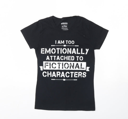 Additional front view of 6tn women’s black basic t-shirt, size S, - fictional characters