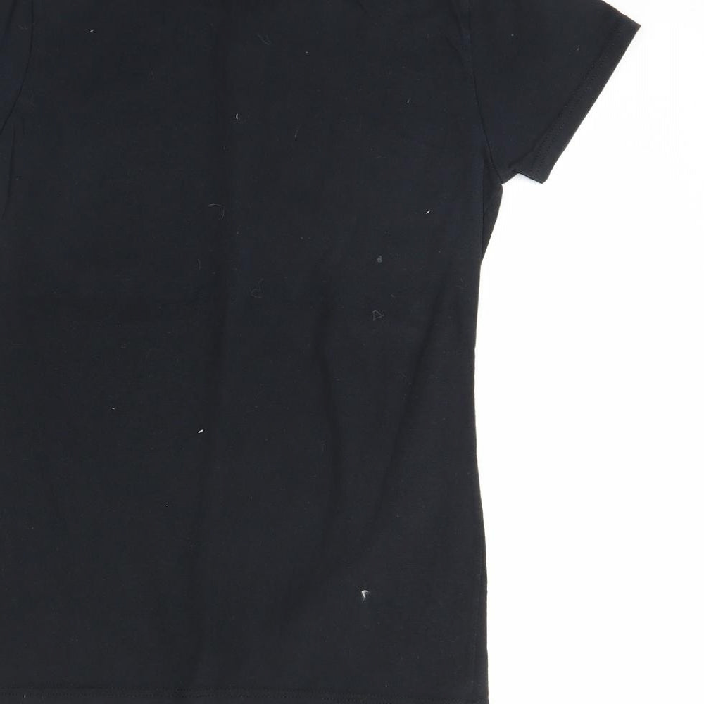 Brand and care label for 6tn women’s black basic t-shirt, size S, - fictional characters