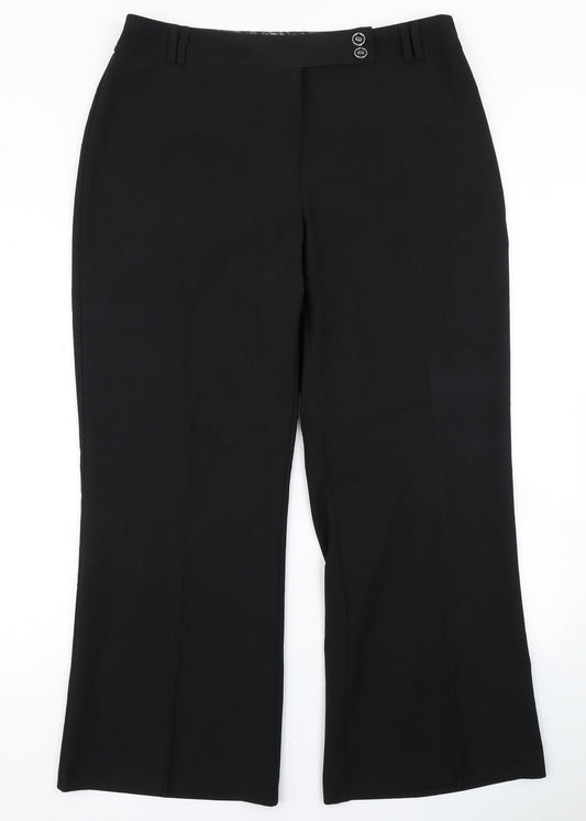 Womens UK Size 16 M&Co Regular Fit Dress Pants Black Trousers