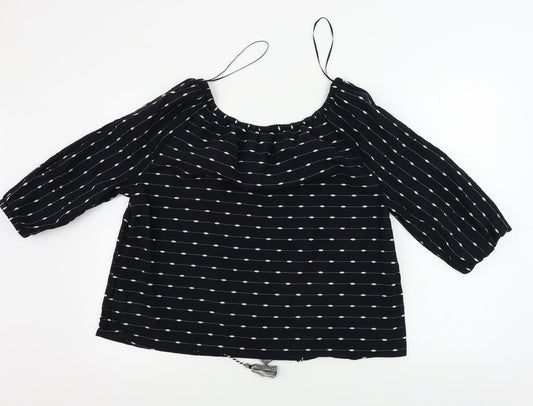 F&F Womens Black Striped Basic Blouse Size 10
