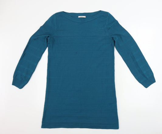 Additional front view of Tu women’s green striped a-line, size UK 10