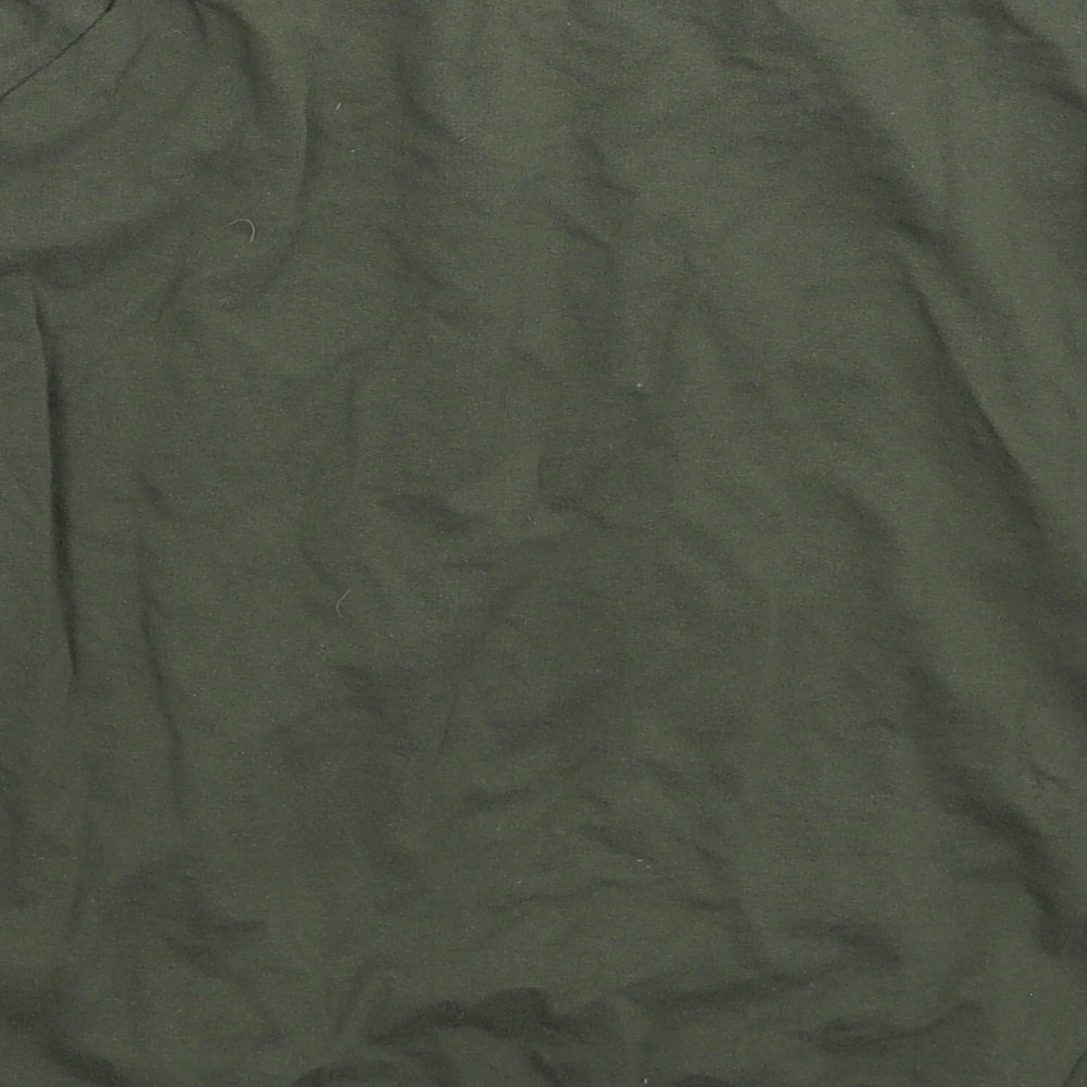 Brand and care label for women’s green pullover sweatshirt, size UK 12