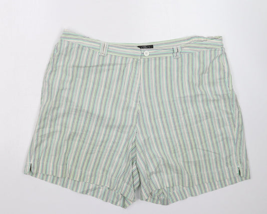 Additional front view of Bonmarché men’s multicoloured striped bermuda shorts, size L