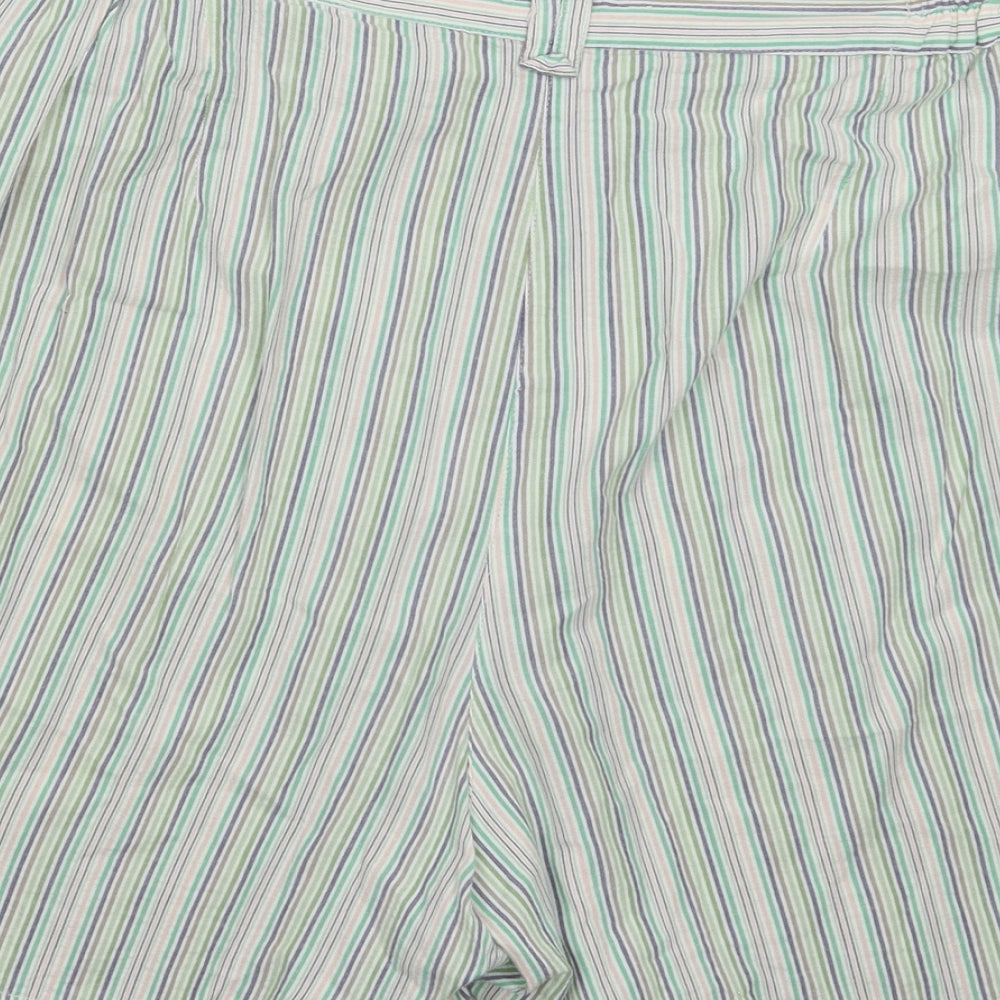 Brand and care label for Bonmarché men’s multicoloured striped bermuda shorts, size L