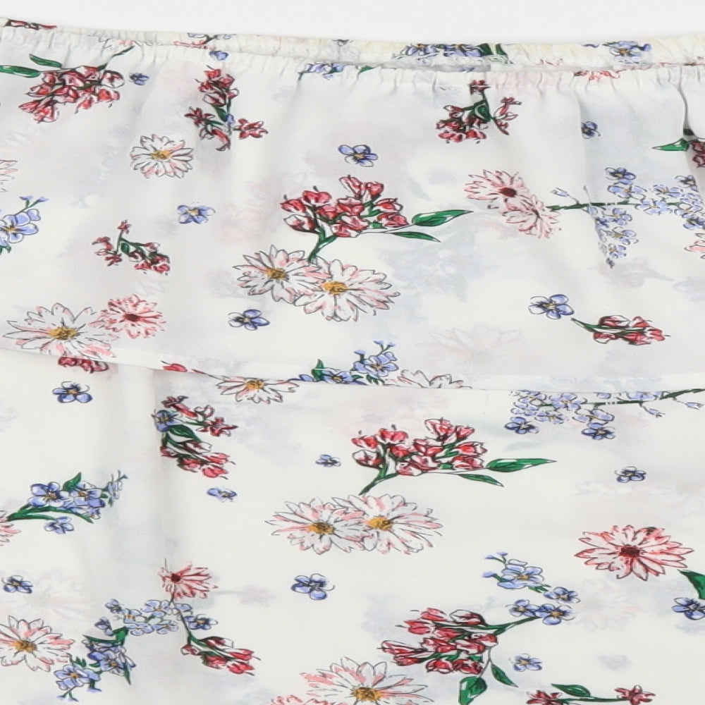 Primark Womens White Floral Basic Blouse Size 14