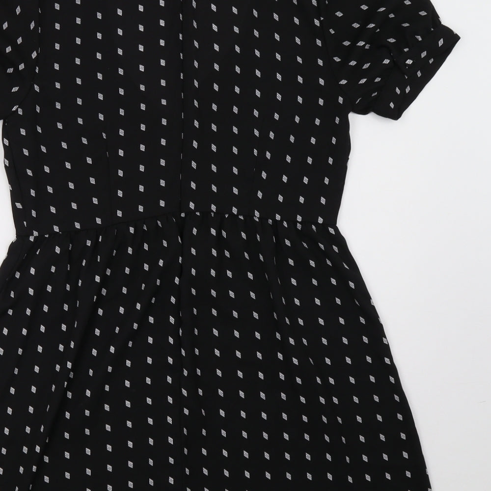 FOREVER 21 Womens Black Polka Dot A-Line Size S