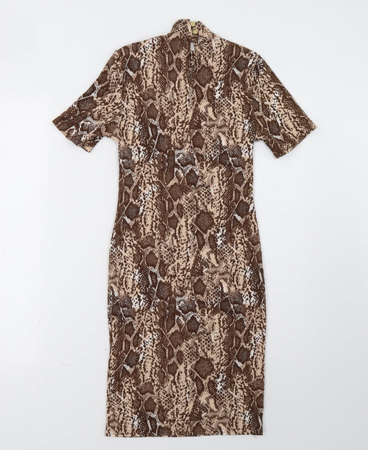 Primark Womens Brown Animal Print Bodycon Size 8