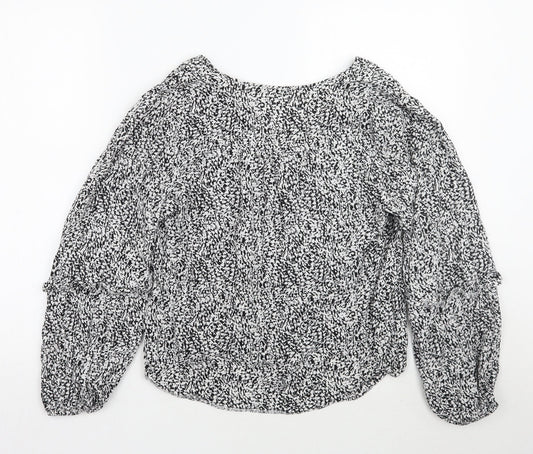 George Womens White Floral Basic Button-Up Size 12