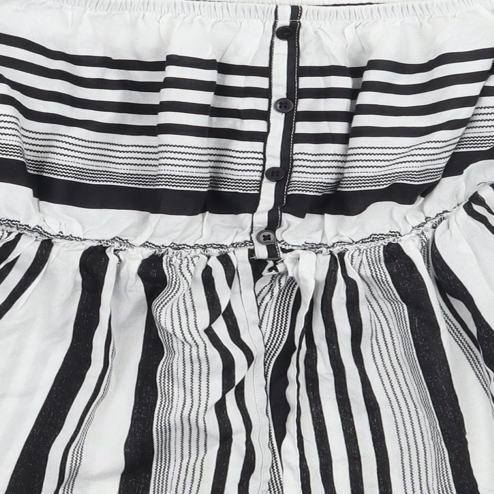 Primark Womens White Striped Basic Blouse Size 10