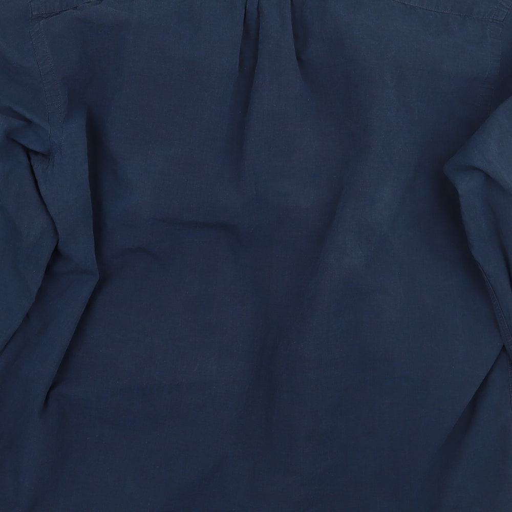 Mens UK Size M H&M Blue Button-Up Long Sleeve Casual Shirt