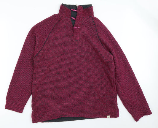 Additional front view of Cotton Traders women’s pink henley sweatshirt, size M