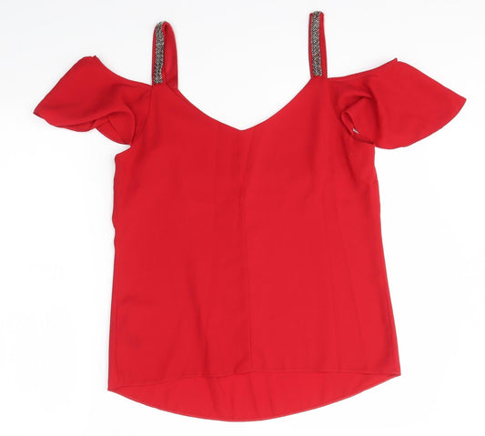 George Womens Red Basic Blouse Size 8