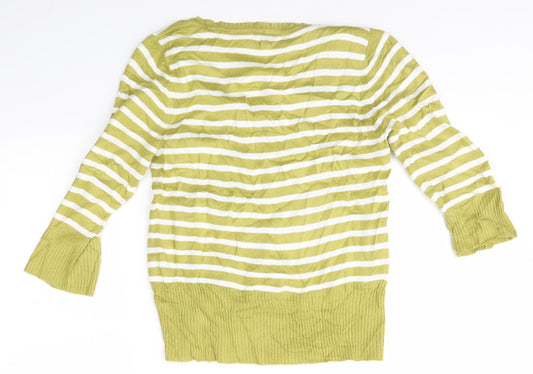 TU Womens Green Striped Pullover Jumper Size 10