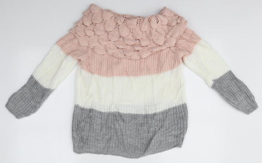 Womens UK Size S BLUE VANILLA Multicoloured Pullover Jumper
