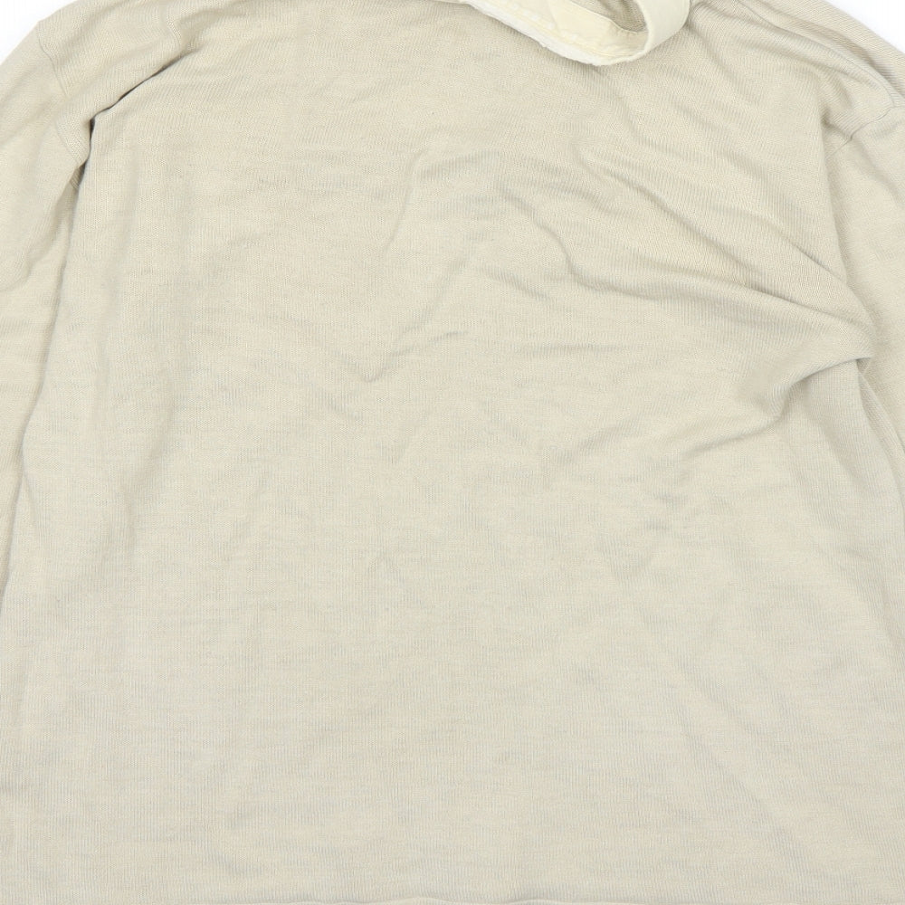 Brand and care label for Tony Cooper women’s beige basic polo, size L