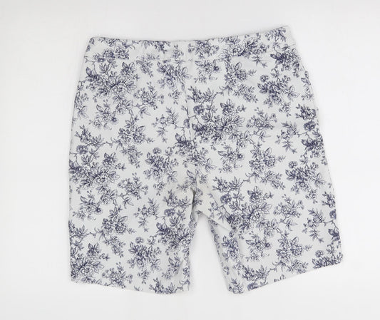 George Womens White Floral  Bermuda Shorts Size XL -