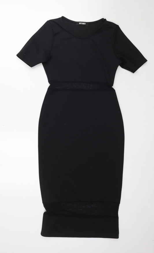 Additional front view of Missguided women’s black pencil dress, size UK 10