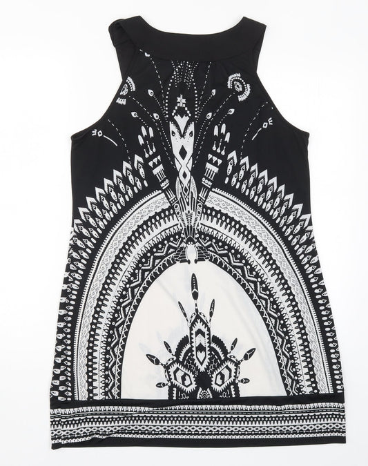 Pussycat London Womens Black Geometric Basic Tank Size L