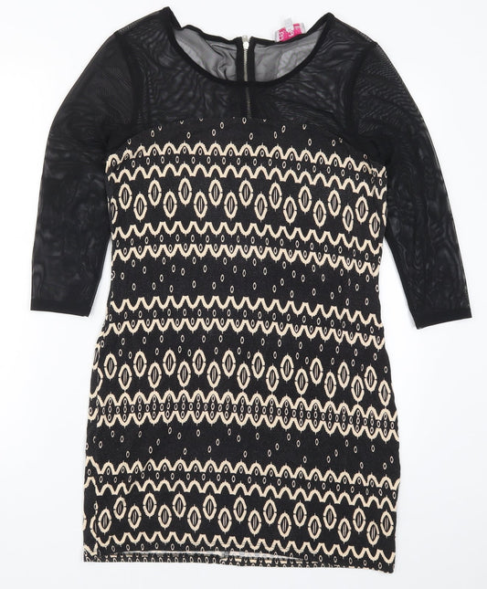 Additional front view of Be Beau women’s black geometric mini, size UK 16