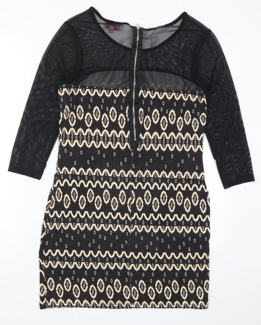 Be Beau Womens Black Geometric Mini Size 16