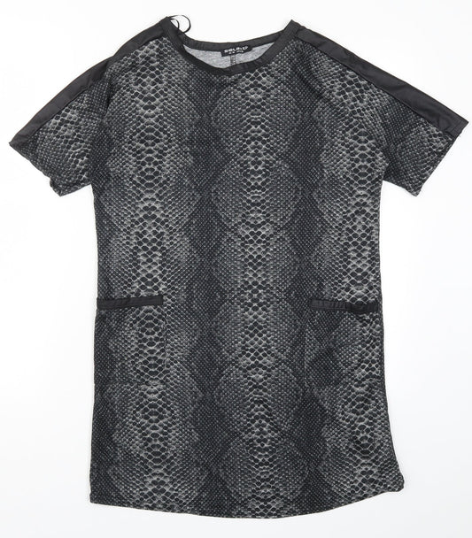 Additional front view of Select women’s grey animal print t-shirt dress, size UK 10