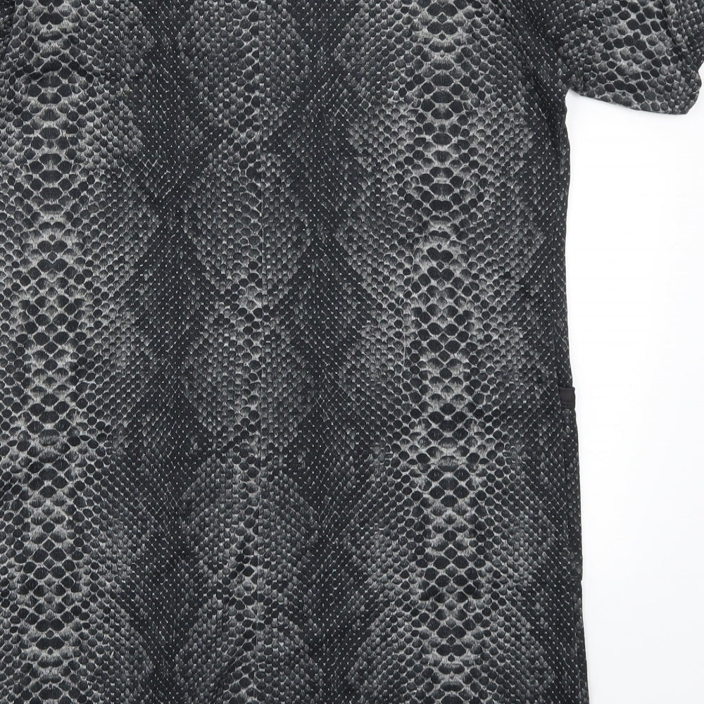 Brand and care label for Select women’s grey animal print t-shirt dress, size UK 10