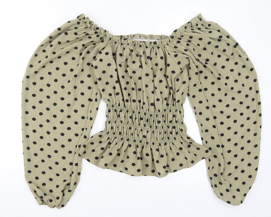 AX Paris Womens Green Polka Dot Basic Blouse Size 8