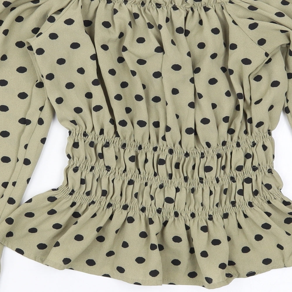AX Paris Womens Green Polka Dot Basic Blouse Size 8