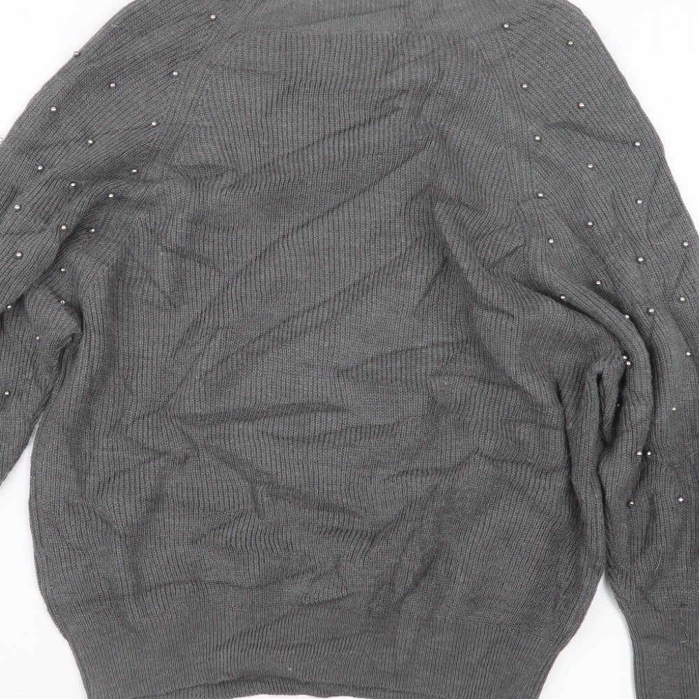 Brand and care label for Darling women’s grey knit jumper, size M