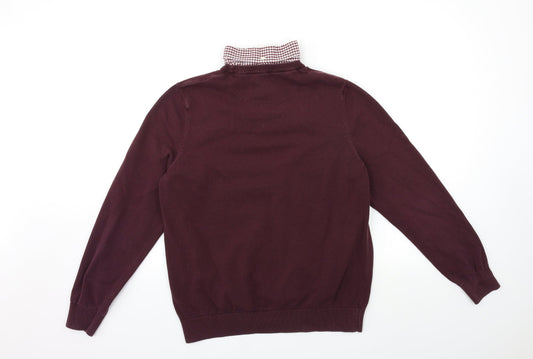 F&F Mens Red Knit Pullover Jumper Size L