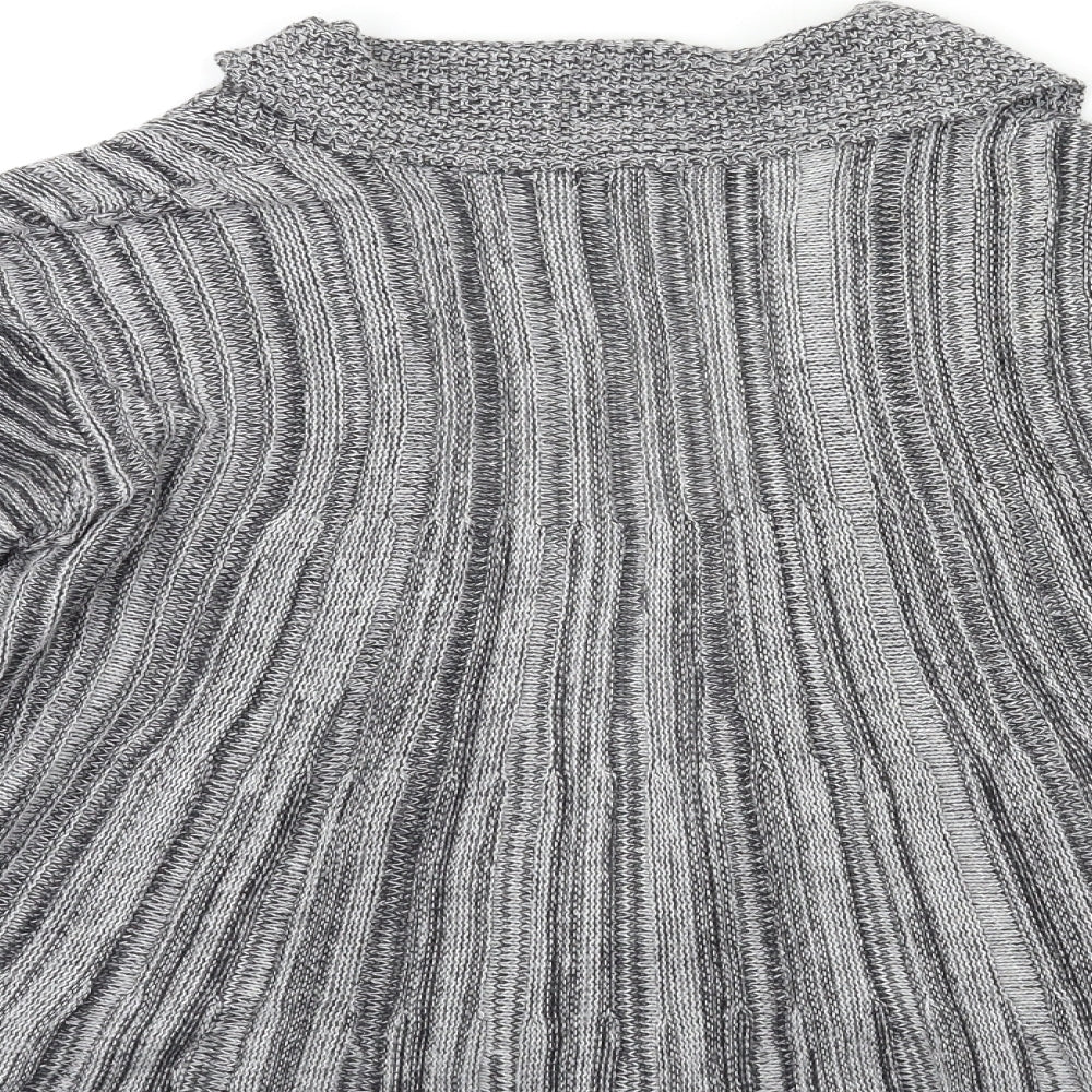 Glimpse Womens Grey Striped Knit Cardigan Jumper Size 14