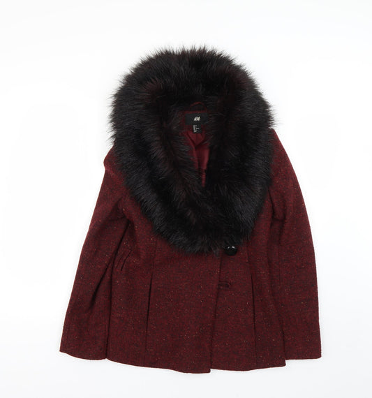 Womens UK Size 6 H&M Red Overcoat