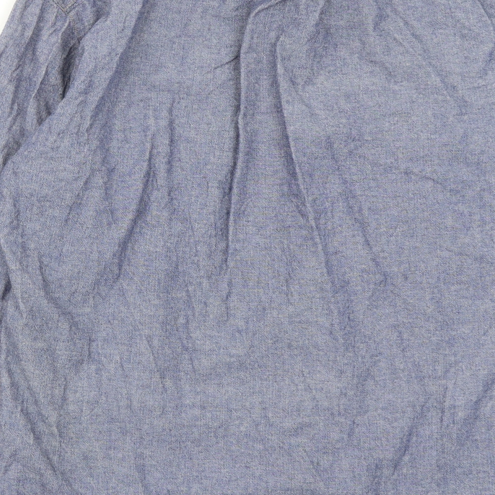 Mens UK Size M heavy chambra Blue Button-Up Long Sleeve Casual Shirt