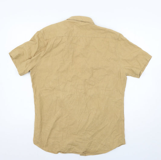 Topman Mens Beige Button-Up Size M