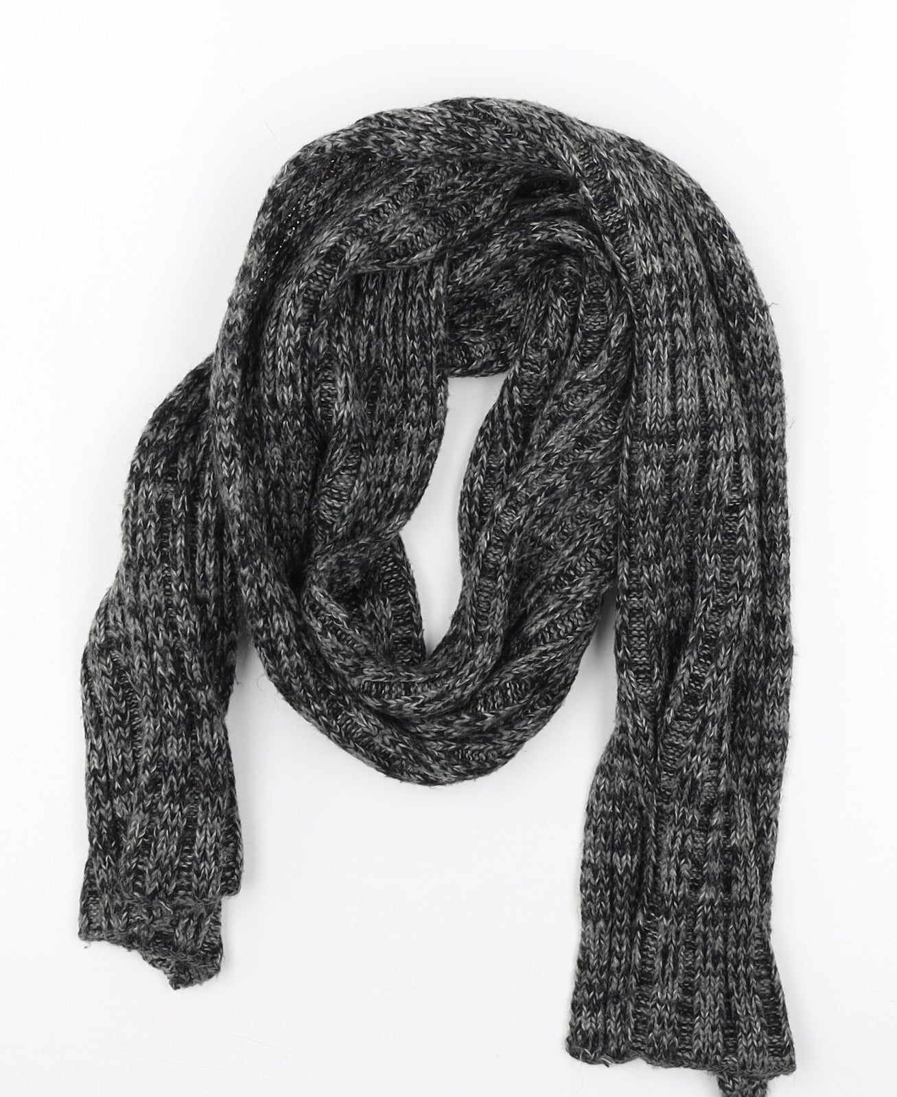 Preworn Mens Grey Knit Rectangle Scarf Scarf One Size
