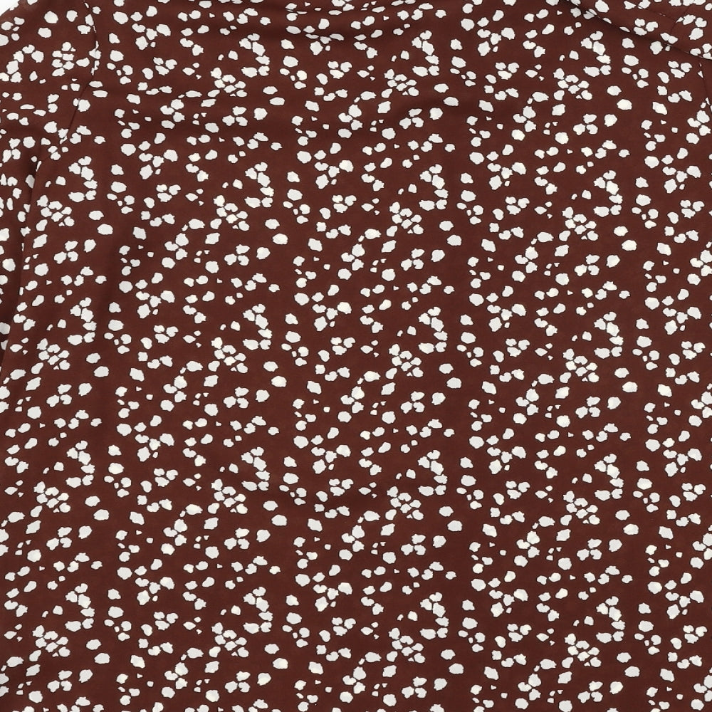 Primark Womens Brown Animal Print Basic Button-Up Size 12