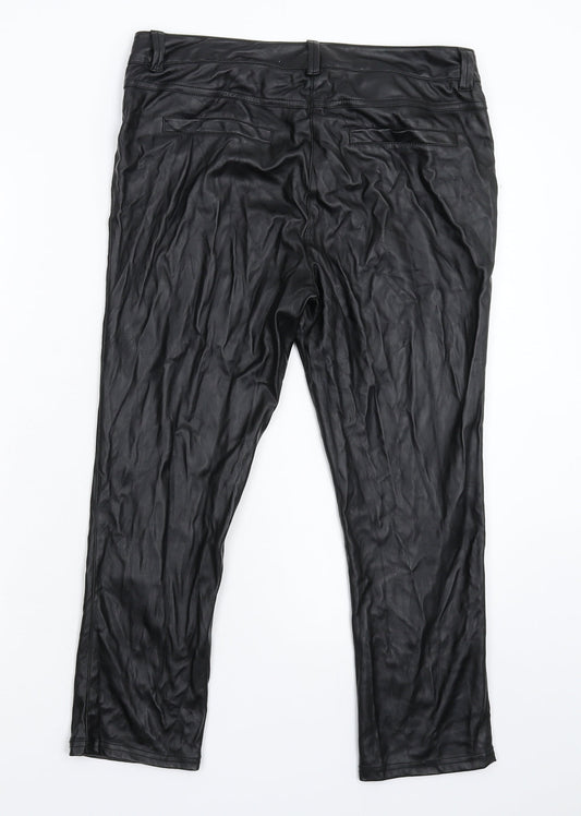Womens UK Size 12 South Slim Fit Cropped Black Trousers