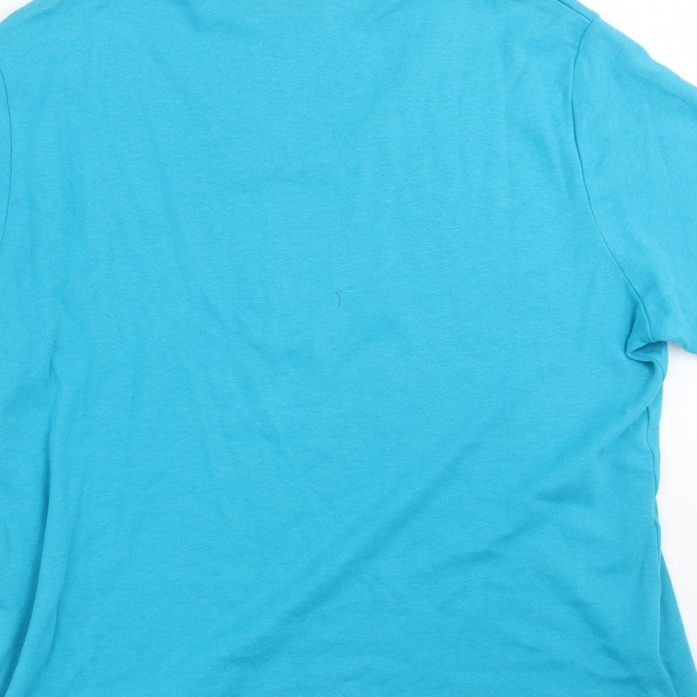 Womens UK Size L ISLE Essentials Blue Basic T-Shirt