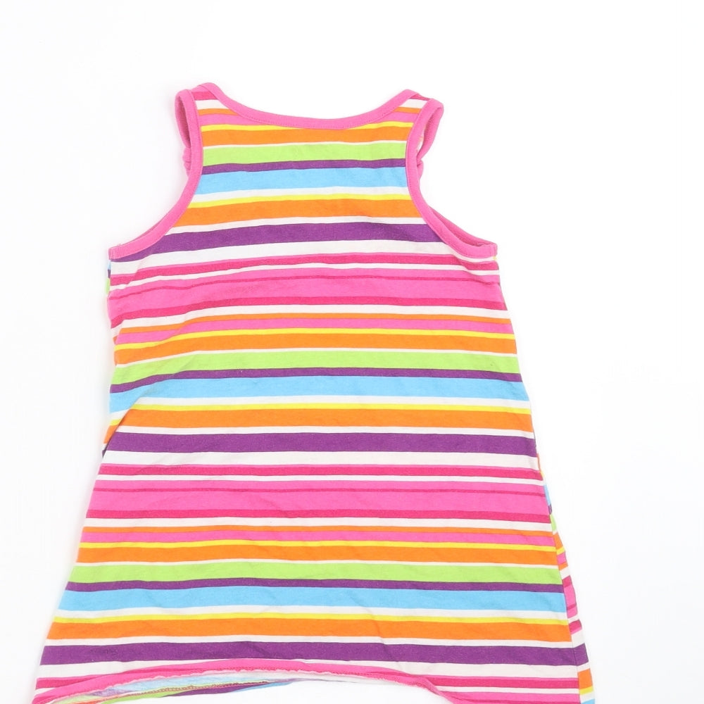 Brand and care label for 1989 Place girls’ multicoloured striped basic t-shirt, size 2, years