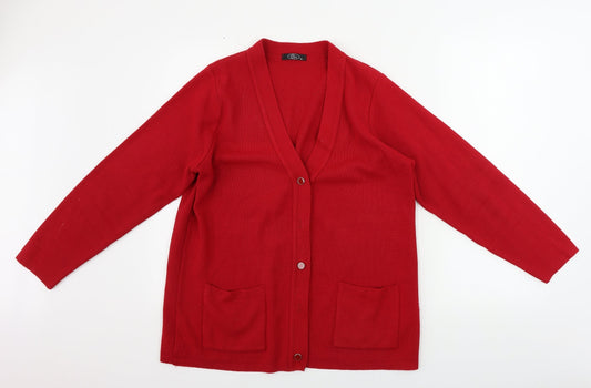 Womens UK Size M bm collection Red Cardigan Jumper