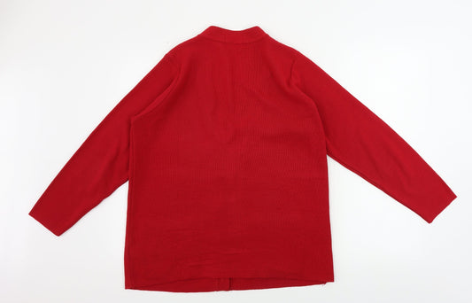 bm collection Womens Red Cardigan Jumper Size M