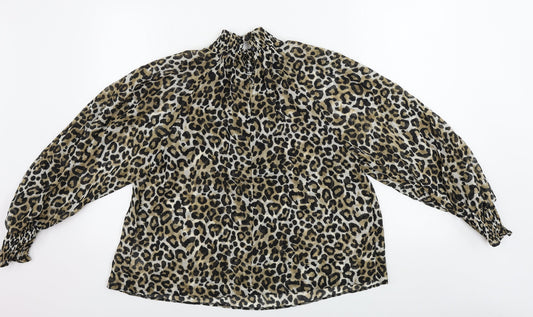 Primark Womens Beige Animal Print Basic Blouse Size 10