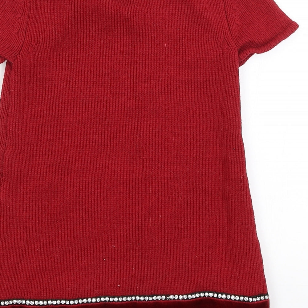 Miss Mona Mouse Girls Red Jumper Dress Size 3-4 Years