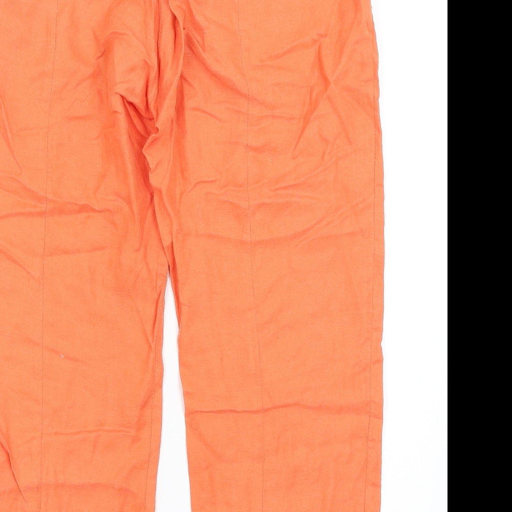 Womens UK Size 8 In Wear Regular Fit Cropped Orange Trousers