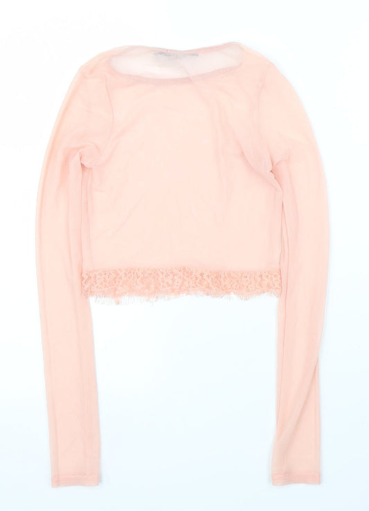 Boohoo Womens Pink Basic Blouse Size 6