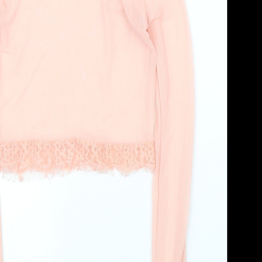 Boohoo Womens Pink Basic Blouse Size 6